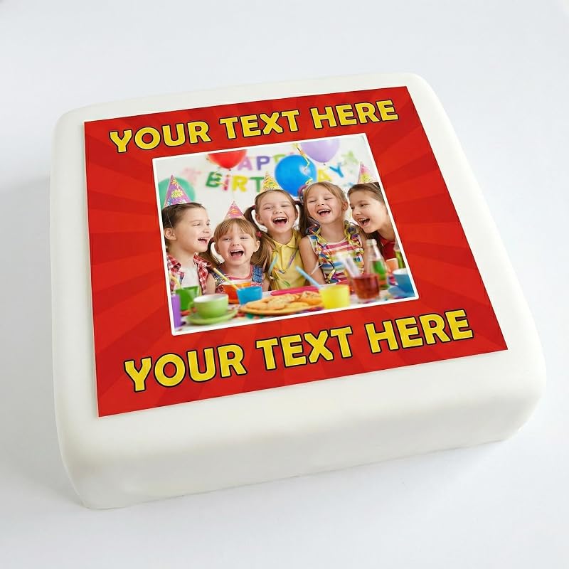 Goggly 7.5,7,6,5,4 Inch Pre Cut Multi Size Square Personalised Cake Topper