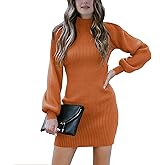 G&Y Women Turtleneck Long Sleeve Knit - Slim Sweater Bodycon Mini Sweater Dress