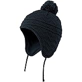 Connectyle Toddler Boys Girls Beanie Hat Fleece Lined Knit Kids Hat with Ear Flaps Warm Winter Hat Acrylic Watch Hat