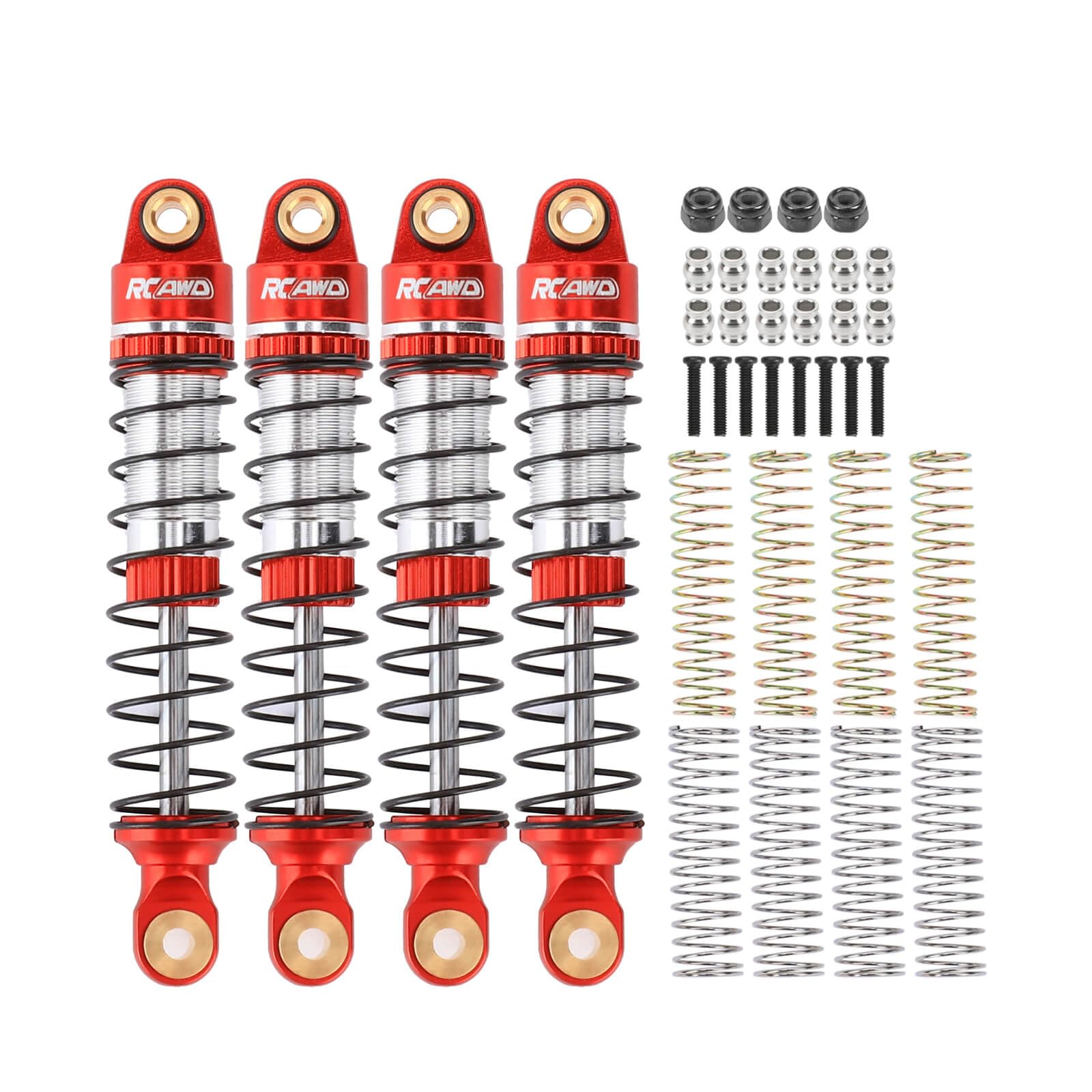 RCAWD Front and Rear Shock Absorbers 58mm 65mm For 1/18 HOBBYPLUS 4WD Rock Crawlers Upgrades Replacement Parts（Red）
