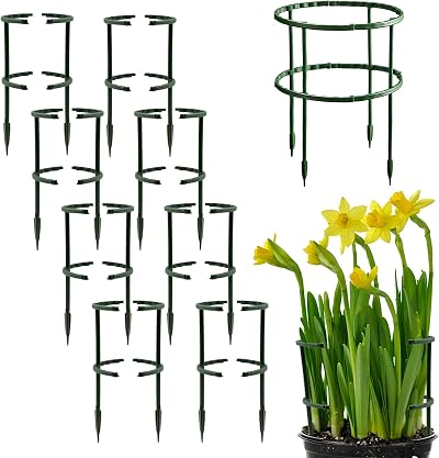 HCLRW 16 Pcs Plant Support Stakes 5.5 x 9.5 Half Round Ring Spliceable