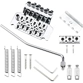 Chrome Tremolo Bridge for Strat - Double Locking Floyd Rose Type | Electric Guitar Bridge Replacement with Bar &amp; Tools - Upgrade for Stratocaster, Fender Strat &amp; Floyd Rose Style