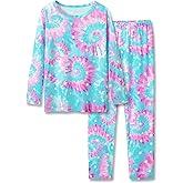 Topgal Little & Big Girls Long Sleeves & Pants Tie Dye Tropical Flowers Leaves Pajamas Kids PJ Set Sleepwear Size 6-18