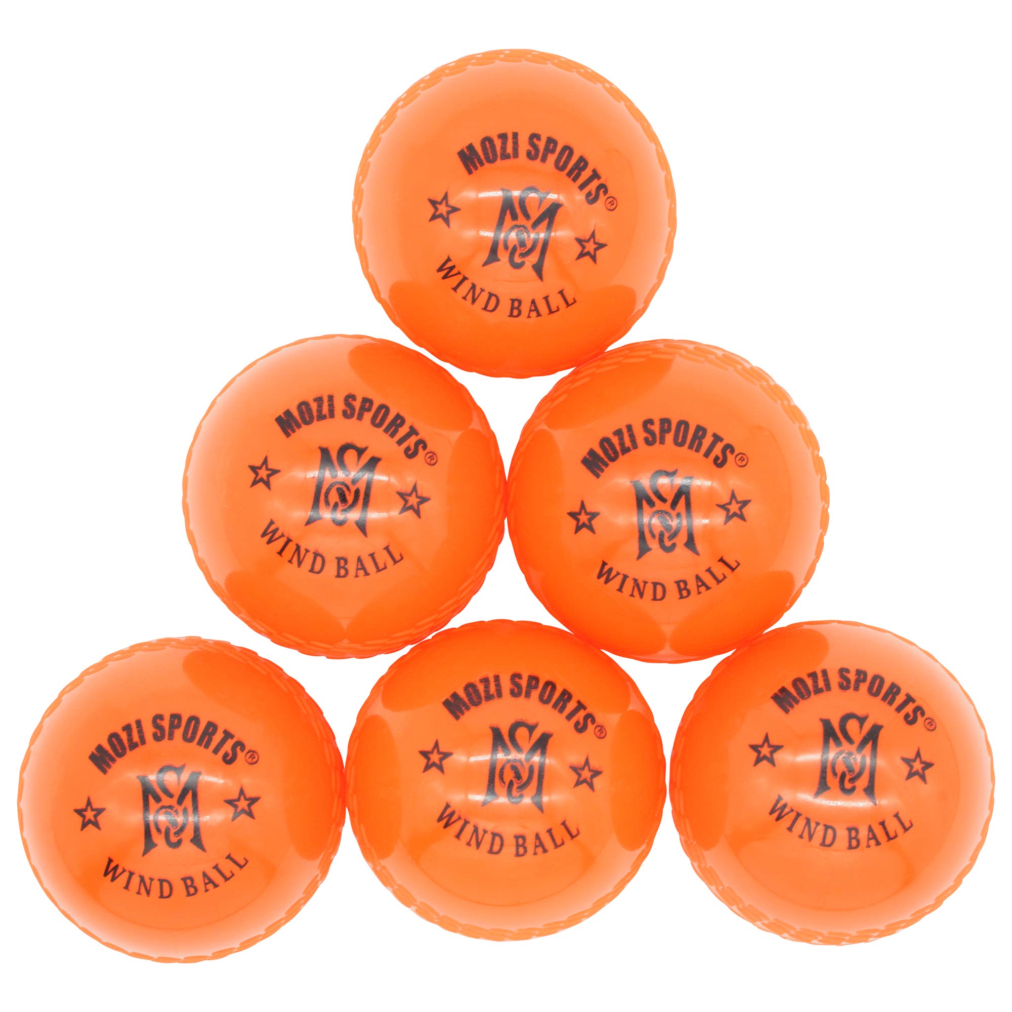 Mozi Sports Windball Soft Cricket Balls-Durable Realistic Bounce & Swing-Cricket WindBalls for Indoor & Outdoor Coaching, Practice, Garden & Beach play (Orange)