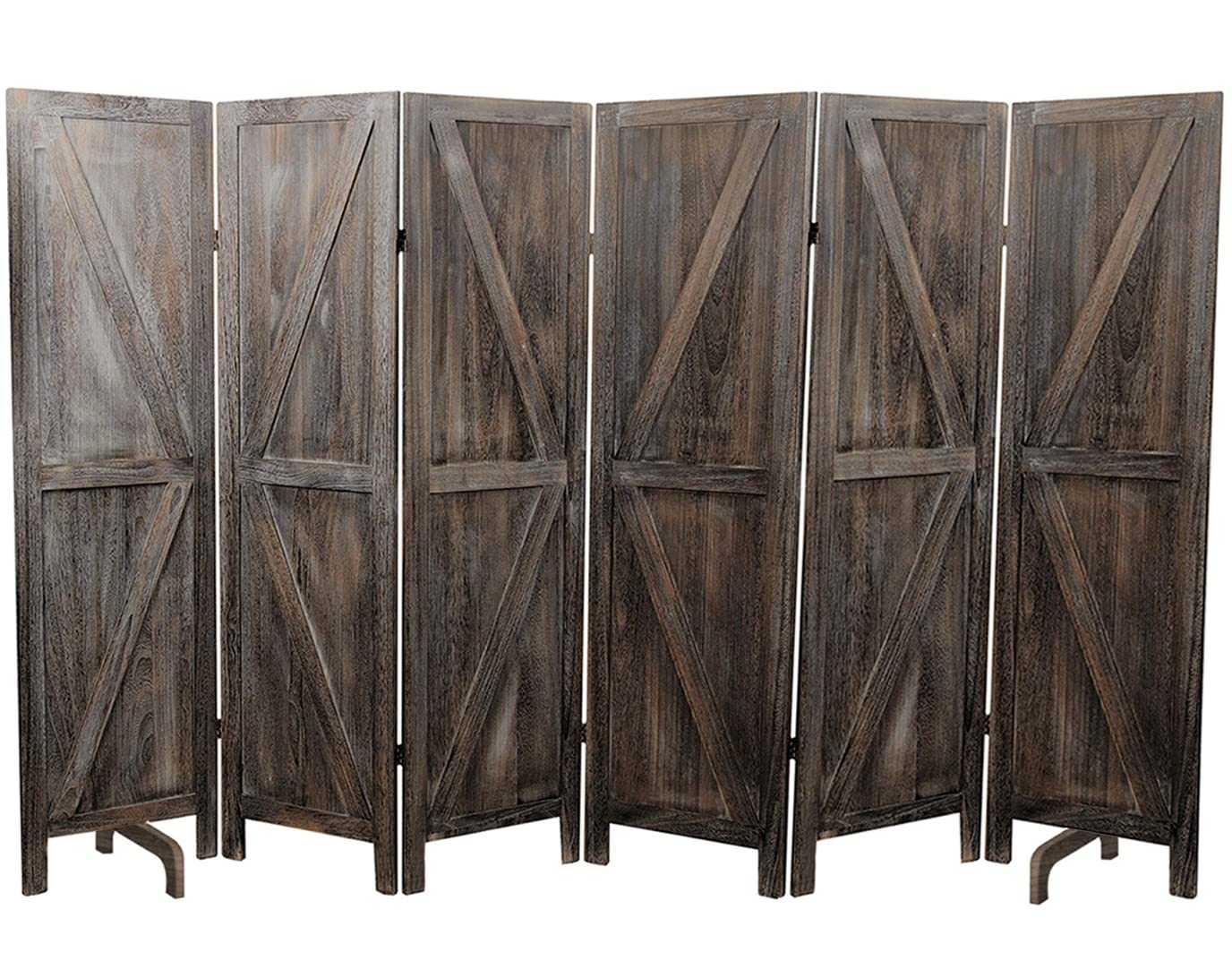 Photo 1 of ***MAJOR*** Premium Home 6-Panel Room Divider – Rustic Brown Barn Door, K Pattern Folding Privacy Screen, Partition Wall