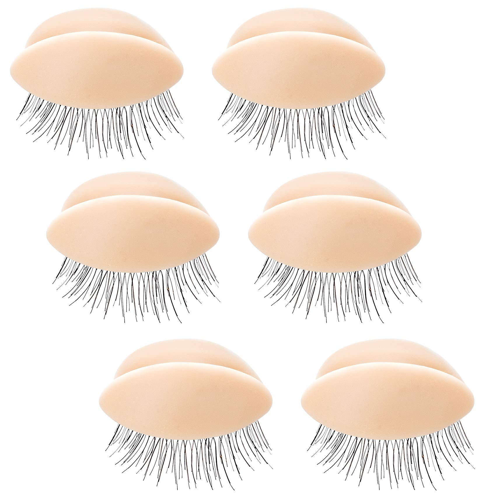 ANCIRS 1 Box 3 Pairs Replacement Eyelids for Mannequin Head, Silicone Rubber Removable Realistic Eyelids for Eyelash Training Practice Makeup Extension