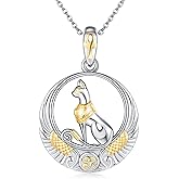 AXOMY Bastet Necklace 925 Sterling Silver Egyptian Cat Necklaces Ankh Eye of Horus Pendant Ancient Egypt Mythology Jewelry Gifts for Women Goddess