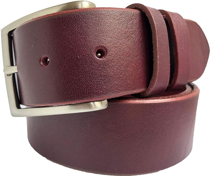 MENS BURGUNDY BELT 100 ITALIAN FULL GRAIN SINGLE SKIN HIDE LEATHER
