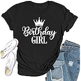 Qskall Birthday Girl Shirts for Women Happy B-Day T-Shirt Birthday Squad Tee Tops