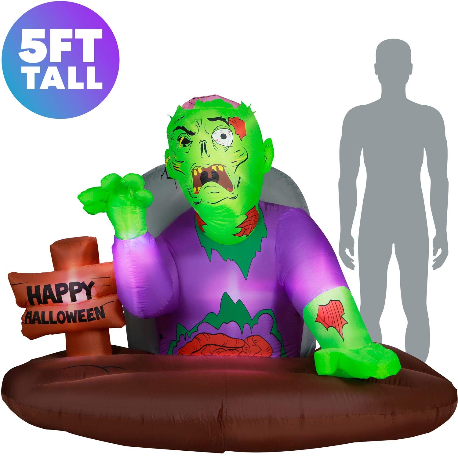 Amazon Com Holidayana Halloween Inflatable Zombie 5ft Tall Giant