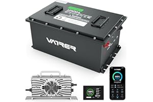VATRER POWER 51.2V 105Ah Lithium Golf Cart Battery, Built-in Smart 200A BMS, with Touch Monitor & Mobile APP, 4000+ Cycles Rechargeable LiFePO4 Battery, Max 10.24kW, Perfect for Golf Carts