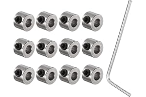 uxcell 12pcs Set-Screw Collars 4mm Bore Stainless Steel Shaft Collars, 9mm OD, 7mm Width, Landing Gear Stopper Wheel Collar with Hex Wrench