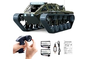 Mostop RC Tank Car, 1:16 Remote Control Crawler High Speed Tank - 2.4Ghz Off Road RC Tracked Vehicle Military Truck with 2 Ba