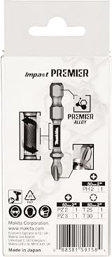 Makita E-13568 5 Piece Impact Premier Screw Bit Set 50mm Double Torsion PH2 PZ2 view 5