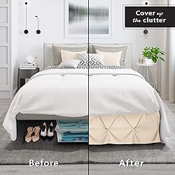 Nestl Beige Cream Bed Skirt Twin Size, Pinch Pleat