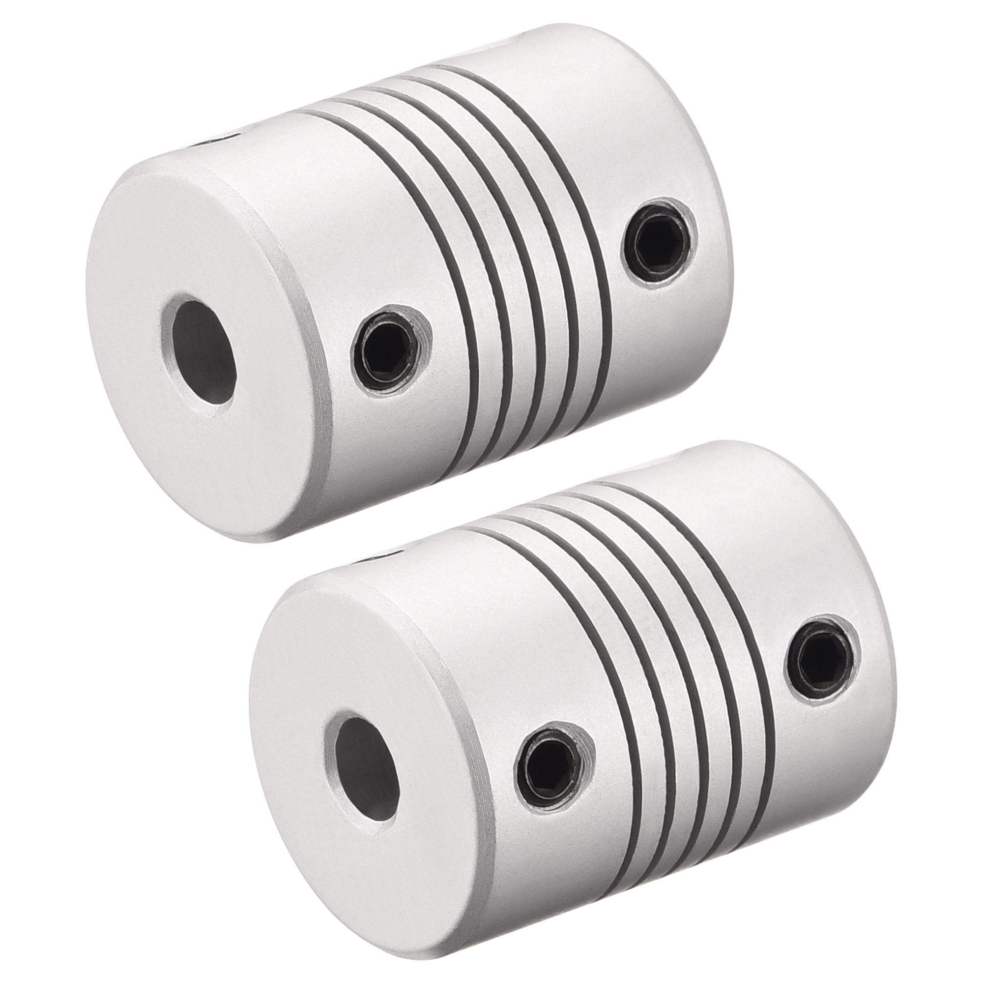 sourcing map 5mm to 9mm Aluminum Alloy Shaft Coupling Flexible Coupler Motor Connector Joint L25xD19 Silver,2pcs