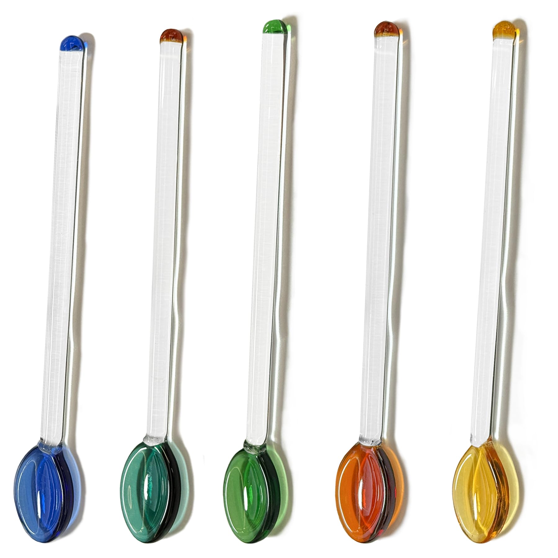 Kyien 5 Pieces Heat Resistant Glass Spoons Stirring Spoons for Salt Sugar Tea Coffee Cocktail Milkshake Cold Drink