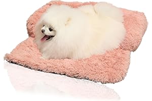 PATAZONE Warm Small Dog Bed Protect Sofa Calming Large Cat Kitties Bed Fluffy Plush Couch for Pets Anti Anxiety Small Animals Mat with Removable Washable Cover (Pink)