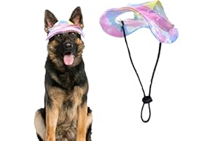 Pai Sence Dog Bucket Hat with Ear Holes Pink Summer Dog Hats for Large Dogs Tie Dye Pierce Hearts Dog Sun Hat Sun Protection Adjustable L
