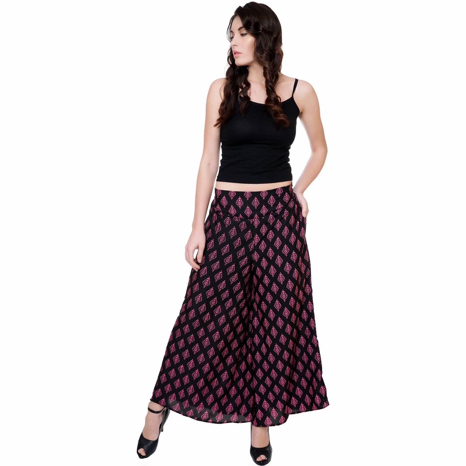 tashi printed poly crepe stylish plazzo pants for women