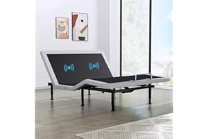 Yiree Queen Adjustable Bed Base Frame, Massage & Wireless Remote, Dual USB Ports,Ergonomic Upholstered Bed Frame, Lift Motor, Under Bed Lighting, Independent Head and Foot Tilt