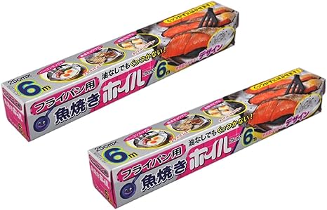 Amazon Co Jp 三菱アルミニウム アルミホイル フライパン用 日本製 さかな焼き ホイル シルバー 幅25cm 長さ6m 油なしでも くっつかない 2個セット ホーム キッチン