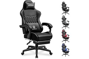 GTPLAYER Gaming Chair, High Back Leather Computer Game Chair with Footrest, Ergonomic Height Adjustable Office Chair with Removable Cover and Lumbar Support for Gaming and Work (Black)