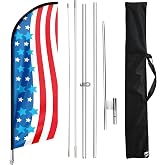 FSFLAG American Glory Feather Flag, USA Swooper Flag Pole Kit with Ground Stake, 11 Foot Patriotic US Glory Feather Banner Flag for Beach Real Estate Agents