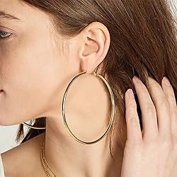 OOOPEL 2mm Sterling Silver Big Hoop Earrings for