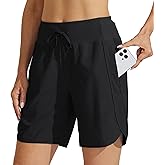 Willit Women's 7" Athletic Running Long Shorts Workout Hiking Shorts Quick Dry High Waisted Active Zipper Pocket