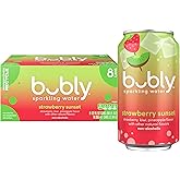 bubly Sparkling Water, Strawberry Sunset, 12 Fl Oz Cans (8 Pack) | Zero Sugar, Zero Calories, Seltzer Water