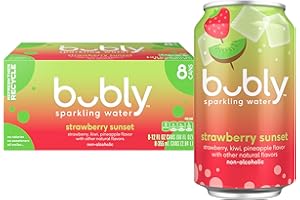 bubly Sparkling Water, Strawberry Sunset, Zero Sugar & Zero Calories, Seltzer Water, 12 Fl Oz Cans (Pack of 8), Packaging May Vary