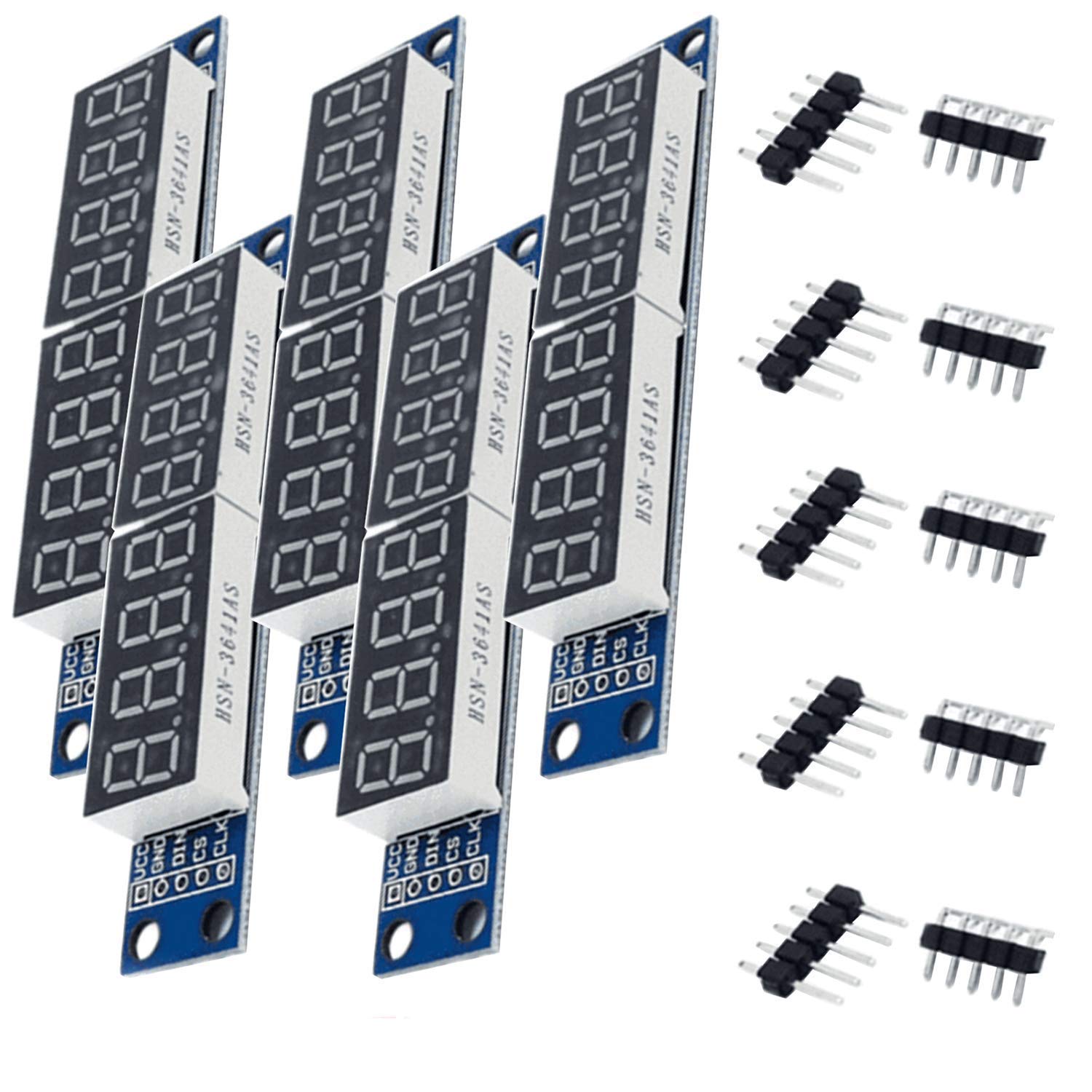 AZDelivery 5 x LED TM1637 Display 8 Digits 7 Segment MAX7219 Module compatible with Arduino and Raspberry Pi including eBook