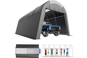 WACASA Carport Canopy 12x20 FT Heavy Duty with Translucent Roof - Reinforced Metal Frame,Waterproof Shelter for Cars/RV/ATV, Skyview Portable Garage with Zipper Doors