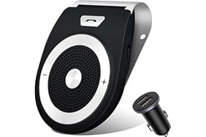 NETVIP Bluetooth Hands Free Cell Phone Car Kit, Motion Auto On, Wireless in-Car Speakerphone for Handsfree Talking, Voice Guidance, Support Siri Google Assistant Car Handsfree Speaker with Visor Clip