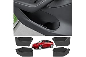 KUNIST 4PCS Door Side Storage Box for Tesla Model Y Door Protector Accessories 2021-2023 Upgraded Silicone Door Organizer Front and Rear Door Slot Pockets, Black