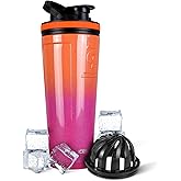Ice Shaker Insulated Stainless Steel Shaker Bottle | 36oz, Summer | Cold for 30+ Hours | Insulated Cup with Twist-on Agitator | Odor-Free Bottle for Protein Shakes, Water, Smoothies, Cocktails