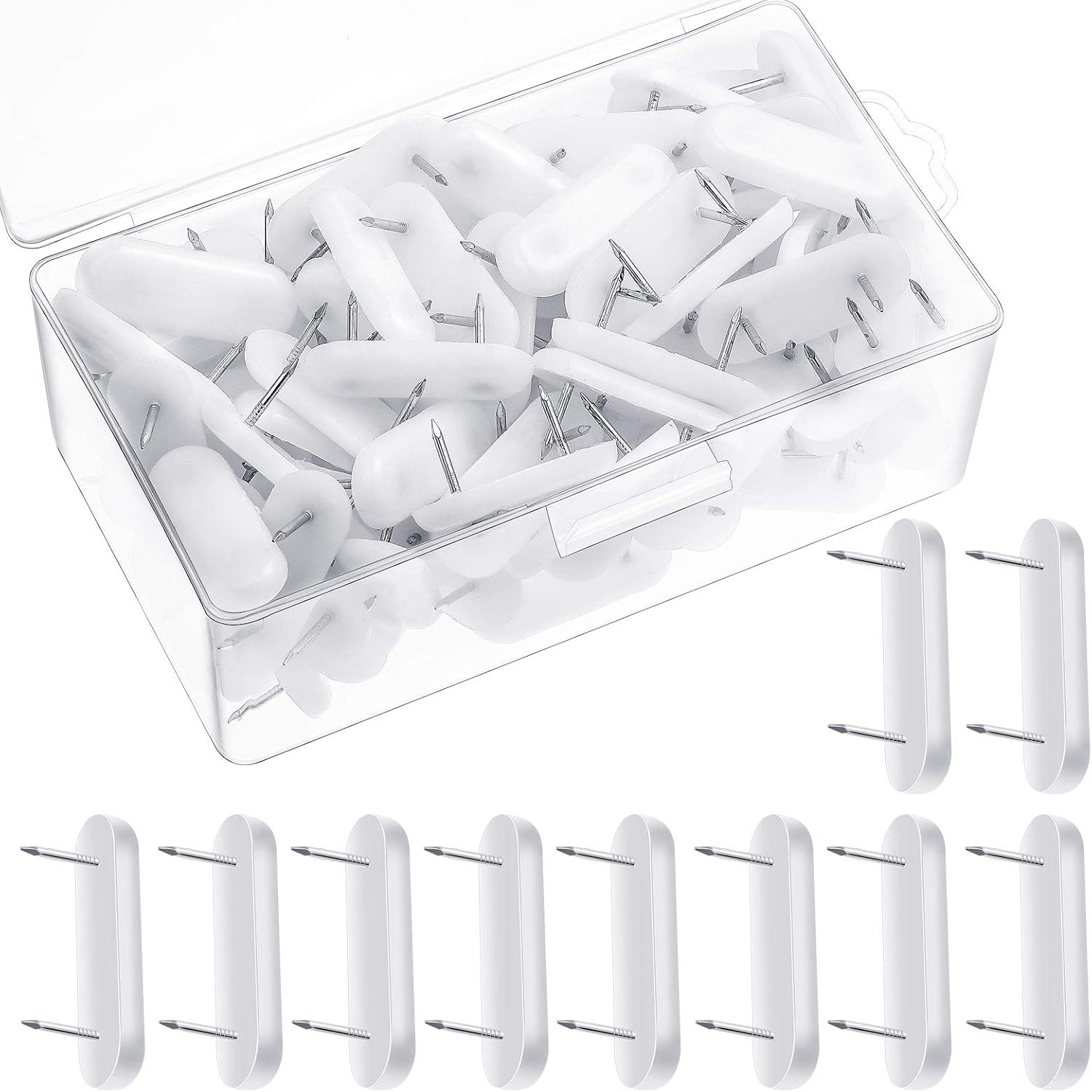 Bed Skirt Glide Pins Plastic Head Double Pins Furniture Chair Leg Pins White Glide Nails Holding Pins for Bedskirts and Slipcovers (100 Pieces): Kitchen & Dining