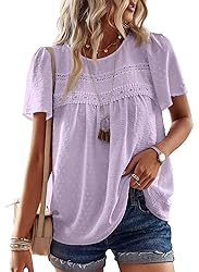 Falechay Purple Plus Size Tops Solid Babydoll