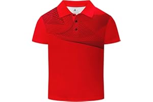 DEKOMERE Boys Printed Polo Shirt Short Sleeve Stylish Moisture Wicking UPF 30+ Performance Golf Shirts 7-16 Years