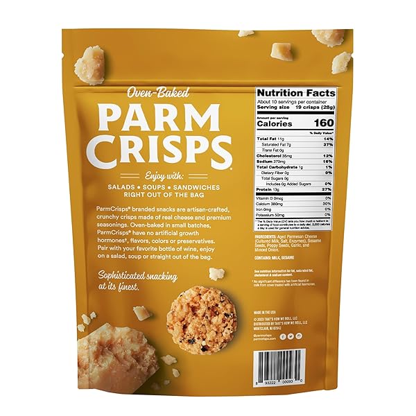 PARMCRISPS OVEN-BAKED EVERYTHING CHEESE SNACK, 9.5 OZ