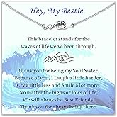 Huanggang Gifts for Best Friend Women, 925 Sterling Silver Wave Friendship Bracelet for Bestie Soul Sister BFF Female, Christmas Valentines Day Birthday Inspirational Meaningful Gifts For Her