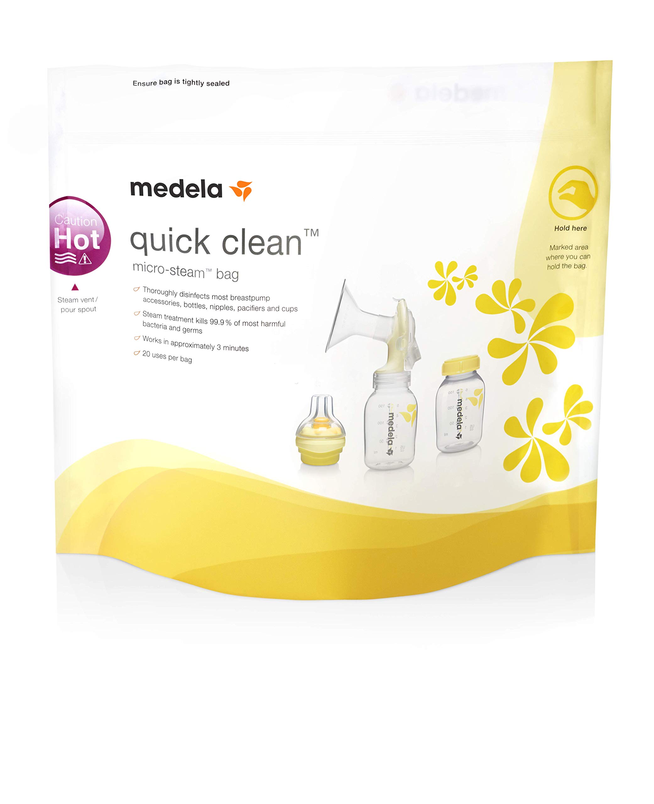 Medela MicroSteam Quick Clean Bags, Microwave Bags for Sterilizing Baby Bottles, Breast Pumps and Parts, 5 Counts