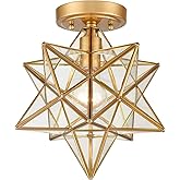 DANSEER Brass Moravian Star Light Flush Mount Ceiling Light with Clear Glass