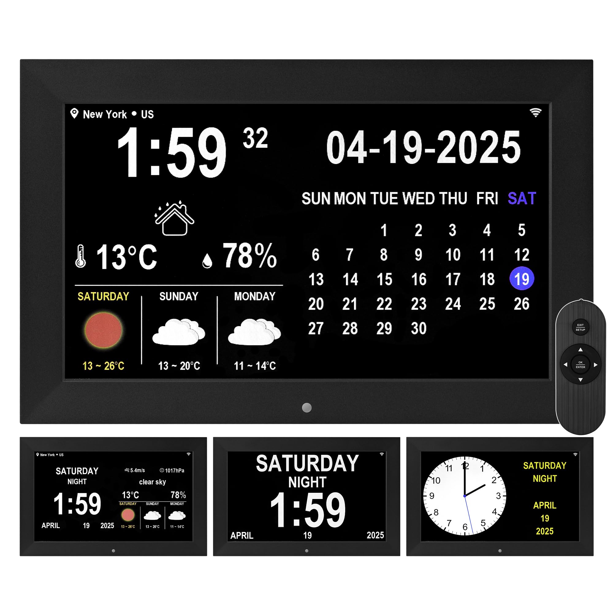 Photo 1 of PARTS ONLY -----------------------------------------Memwake WiFi Digtial Wall Clock,Desk Clock with Weather Temperature Humidify,10 Day Weather Forecast,Weather Station with Digital Calendar and Dementia Alarm Clocks for Seniors.(Black, 10.1 inches)