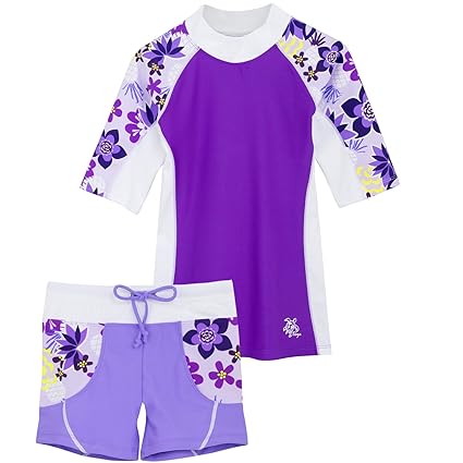 TUGA Sunwear Mädchen UV-Schutz Bade-Set - SEASIDE UV-Shirt mit Halbarm und Badehose, UPF50+, für Mädchen - zweiteiliges Badea