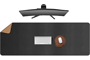 MAIDERN 51.2”x 19.6” Leather Desk Pad, Large Desk Mat, Reversible Cork & Leather Large Mouse pad for Desk, Waterproof Computer Desk Pad for Gaming Home Office (Black) …