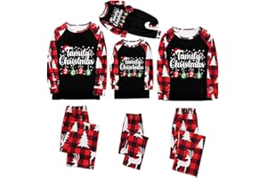 AIHIHE 2023 Christmas Matching Pajamas for Family Red Plaid Classic Xmas Pjs Funny Jammies Cute Nightwear Sleepwear Sets