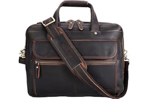 STAR VISTA Scala Pro 16-18" Messenger Bag, Full Grain Leather Briefcase, Triple Compartments, YKK Zippers, Multiple Colors