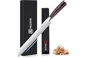 PAUDIN Bread Knife, 10 inch Serrated Knife, German Stainless Steel Bread Knife for Homemade Bread, Razor Sharp Edge for Effic